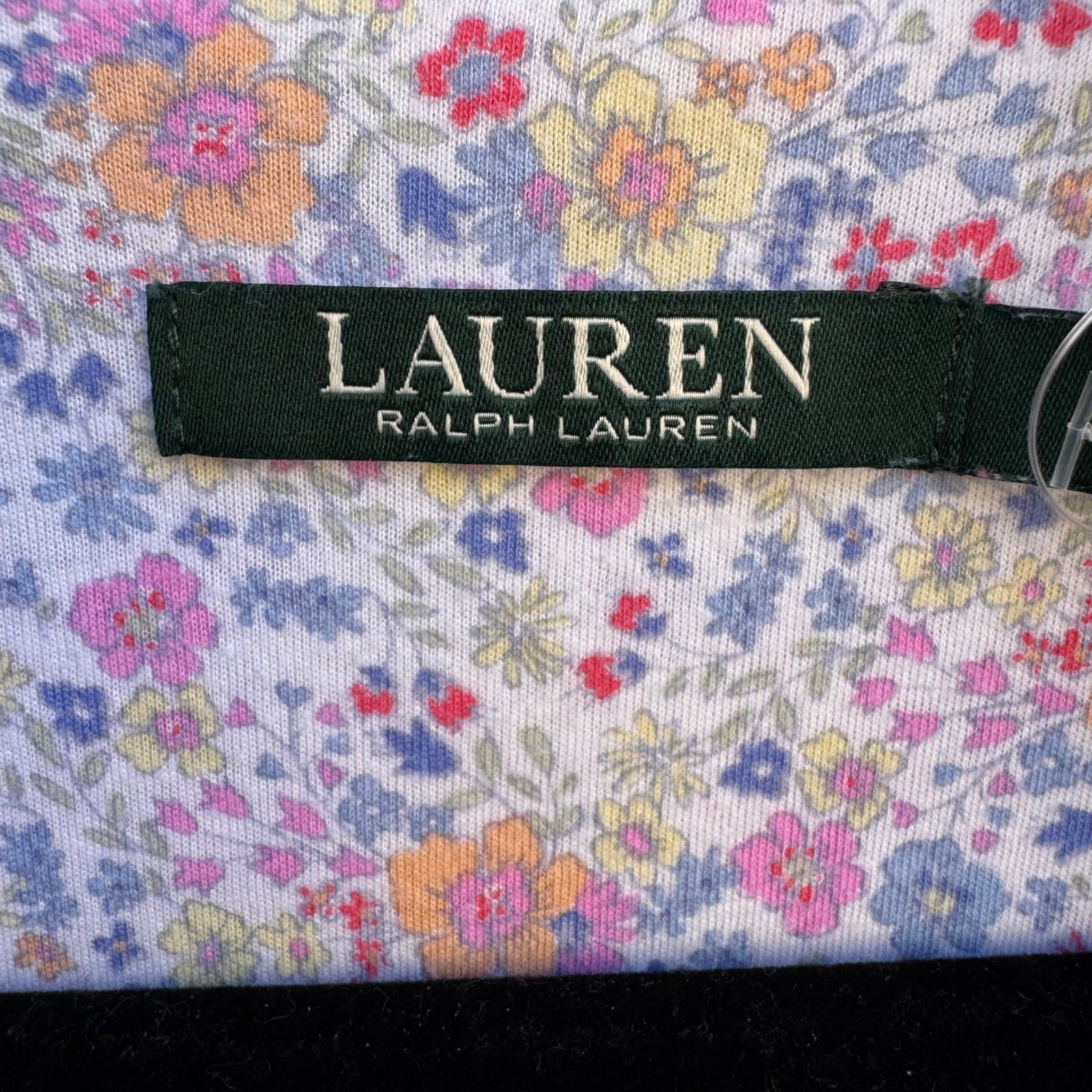 Lauren Ralph Lauren Floral Sleep Shirt Large Button Front Long Sleeve Monogram