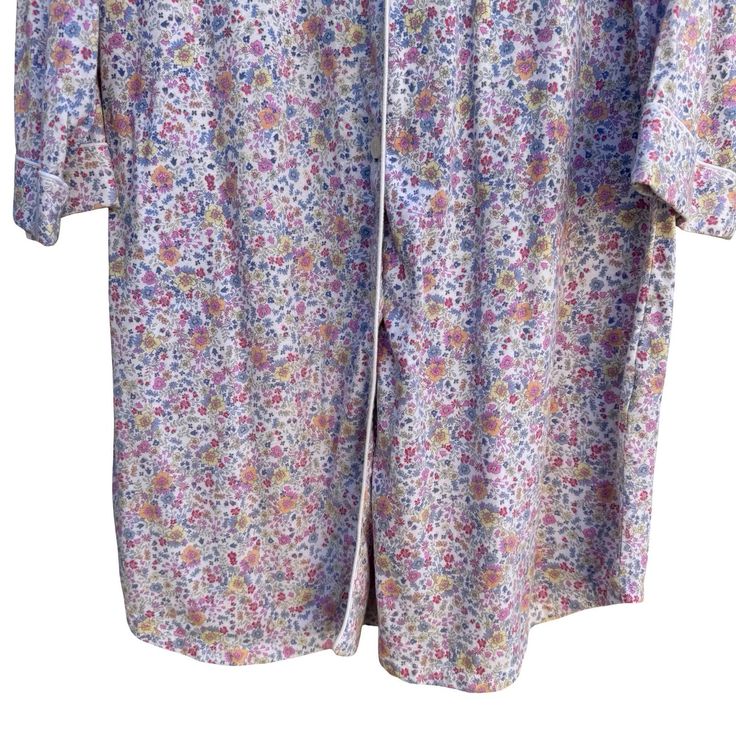 Lauren Ralph Lauren Floral Sleep Shirt Large Button Front Long Sleeve Monogram