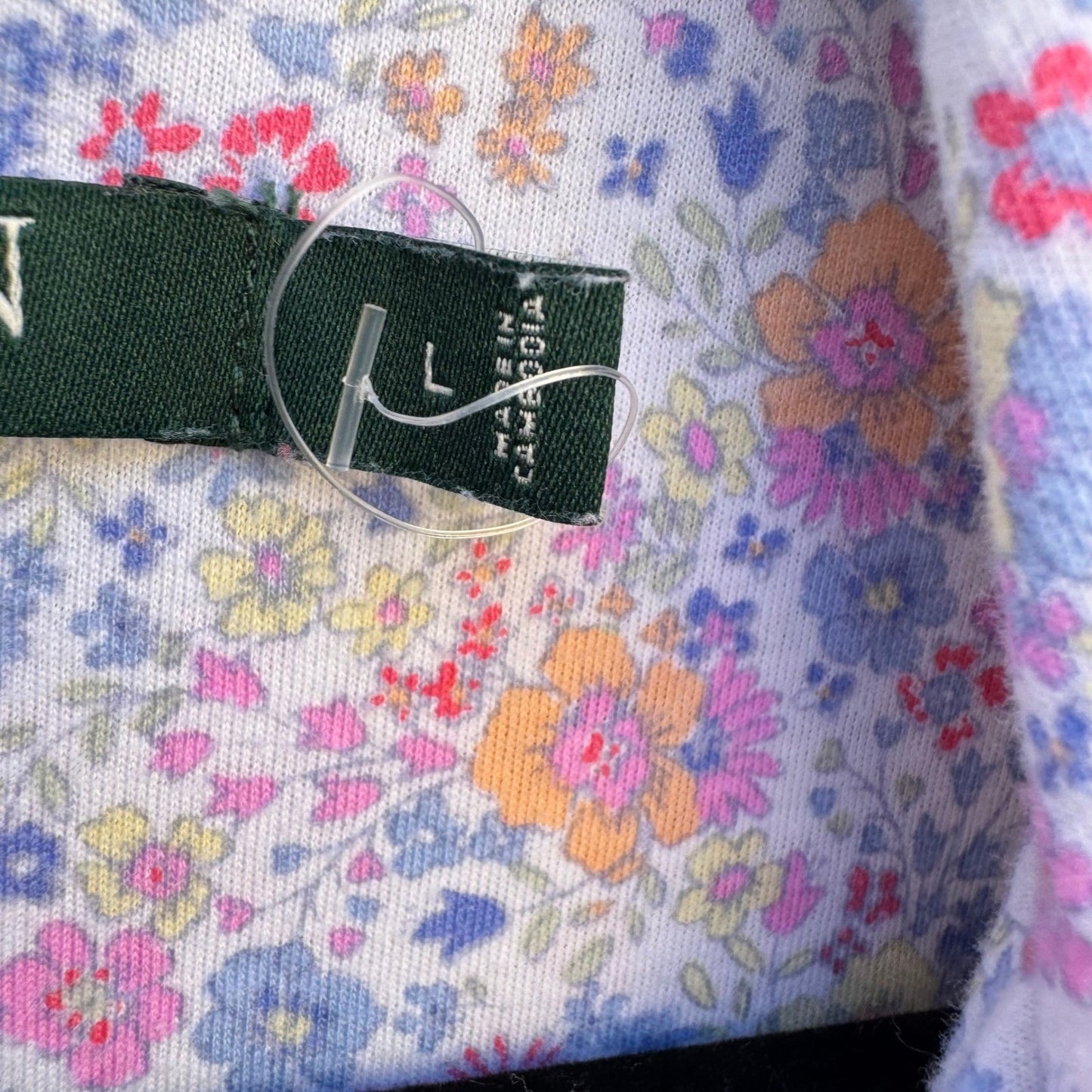 Lauren Ralph Lauren Floral Sleep Shirt Large Button Front Long Sleeve Monogram