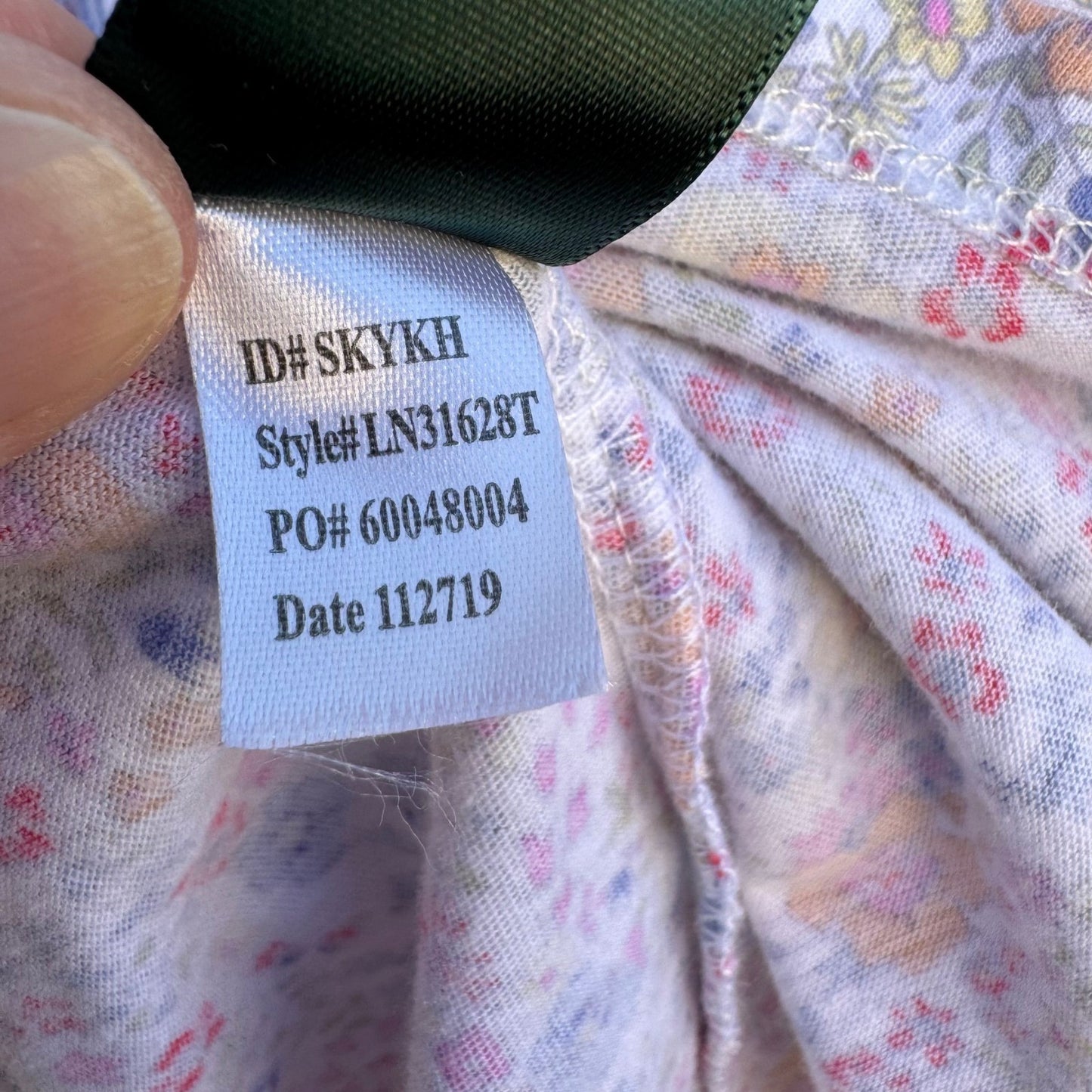 Lauren Ralph Lauren Floral Sleep Shirt Large Button Front Long Sleeve Monogram