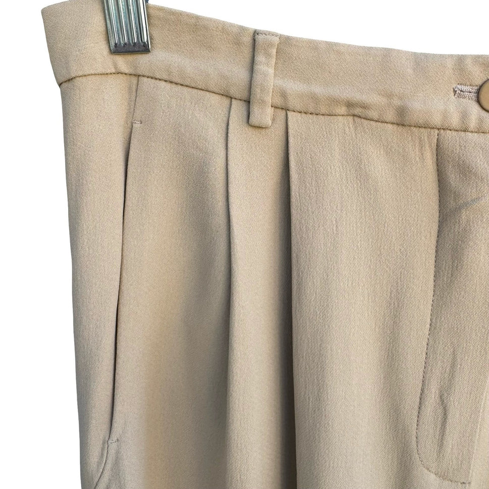 Giorgio Armani Le Collezioni Tan Beige Pleated Tapered Trousers Womens 14 Italy