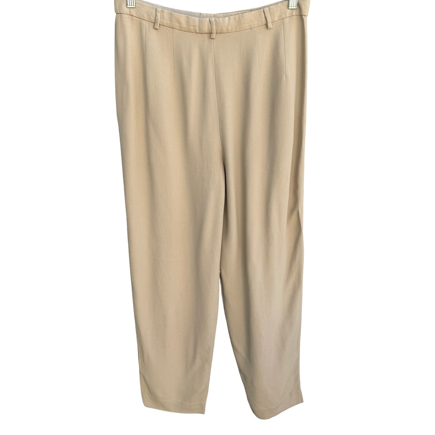 Giorgio Armani Le Collezioni Tan Beige Pleated Tapered Trousers Womens 14 Italy