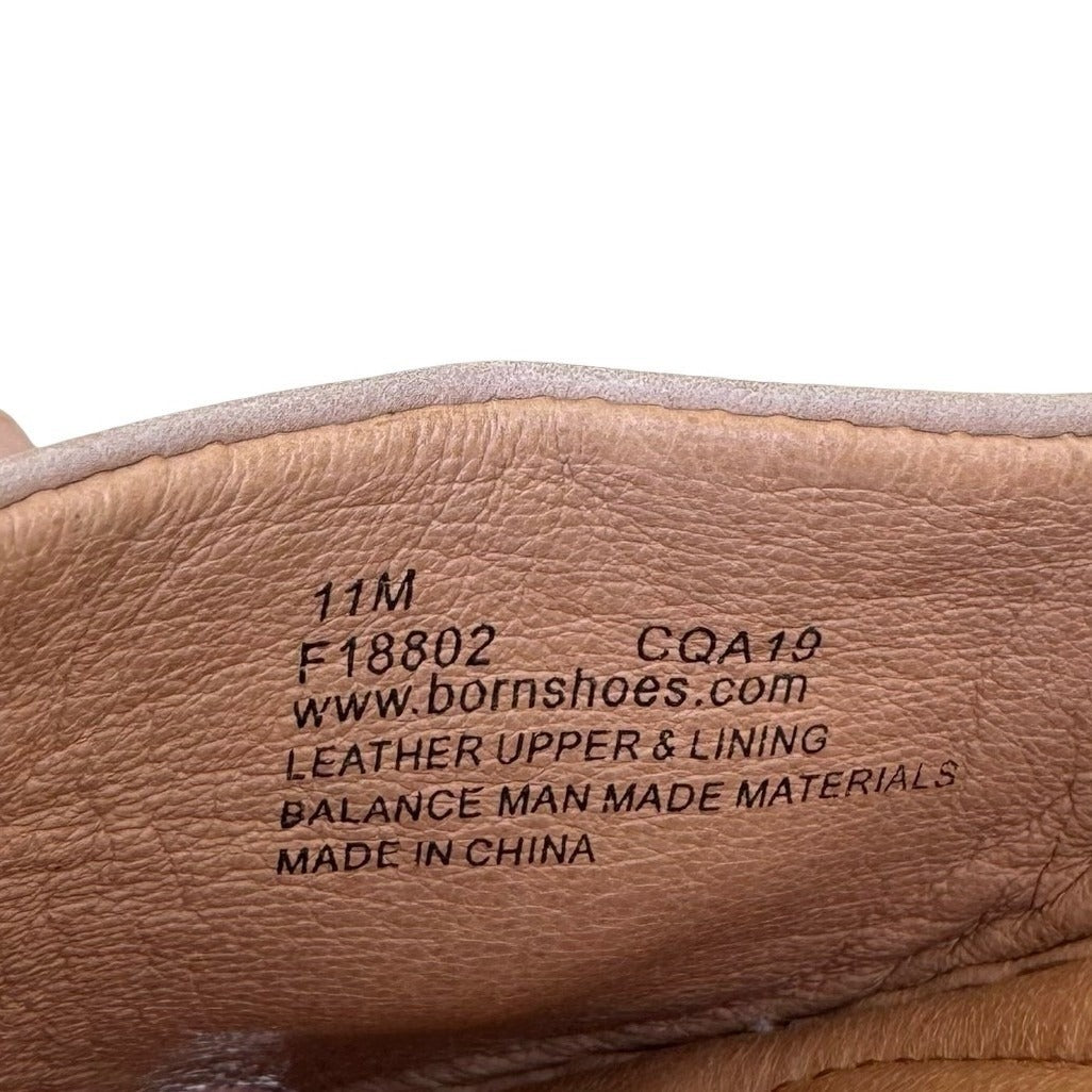 Born F18802 Handcrafted Leather Slingback Peep Toe Flat Sandals Tan 11M NEW