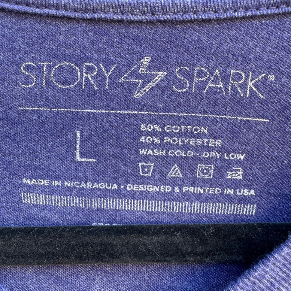 Story Spark Boooost Rocket Sloth Techwear Nerd Culture Indie Graphic Shirt L