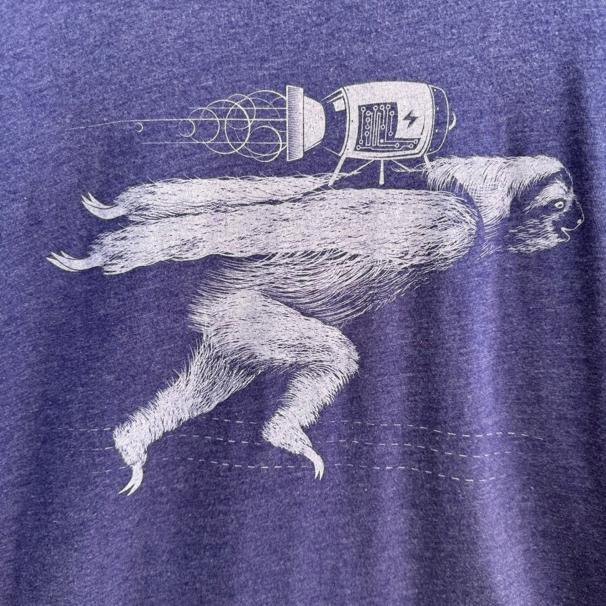 Story Spark Boooost Rocket Sloth Techwear Nerd Culture Indie Graphic Shirt L