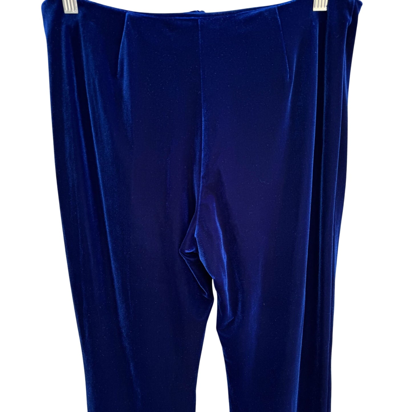 Shasha Collection Vintage Blue Velvet Womens Back Zip Flat Front Wide Leg Pant L