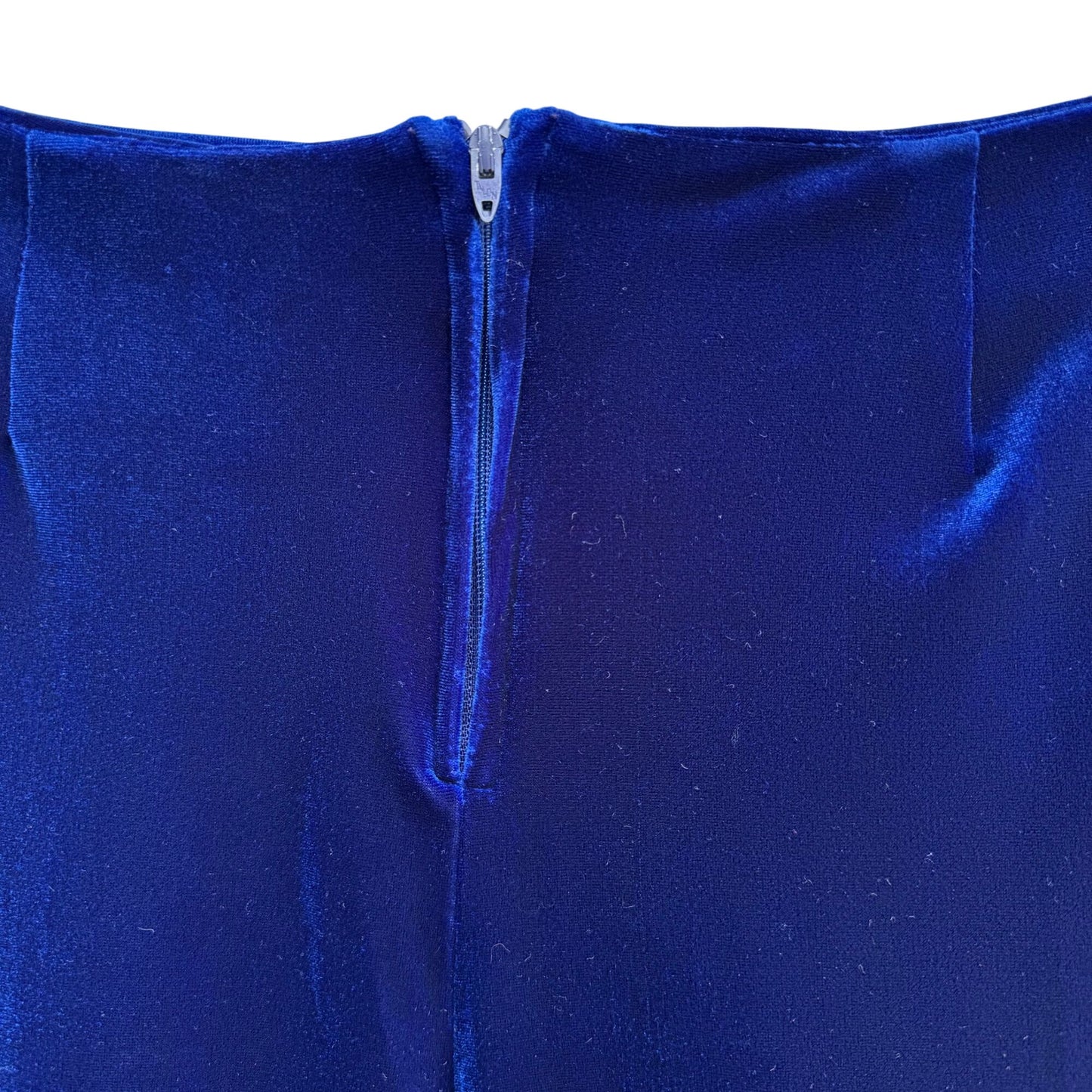 Shasha Collection Vintage Blue Velvet Womens Back Zip Flat Front Wide Leg Pant L