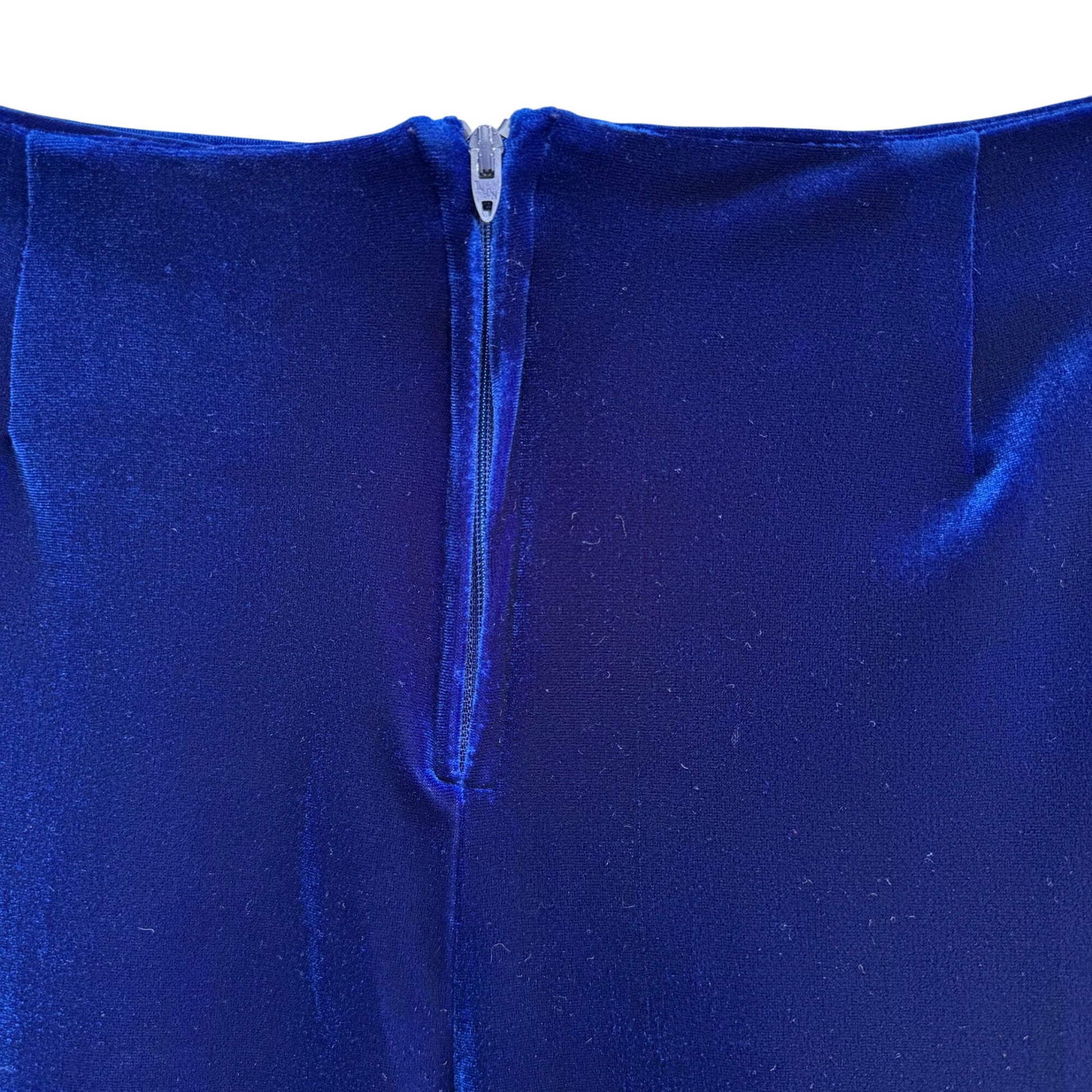 Shasha Collection Vintage Blue Velvet Womens Back Zip Flat Front Wide Leg Pant L
