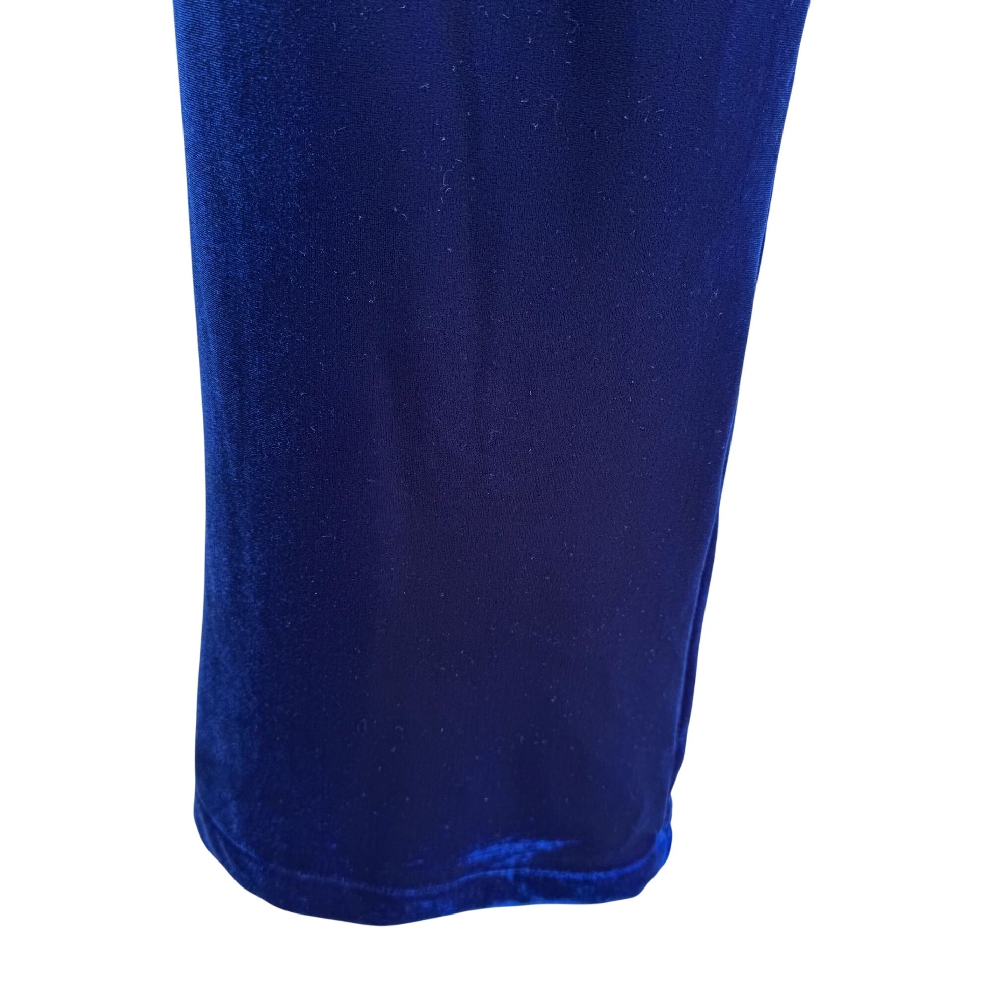 Shasha Collection Vintage Blue Velvet Womens Back Zip Flat Front Wide Leg Pant L