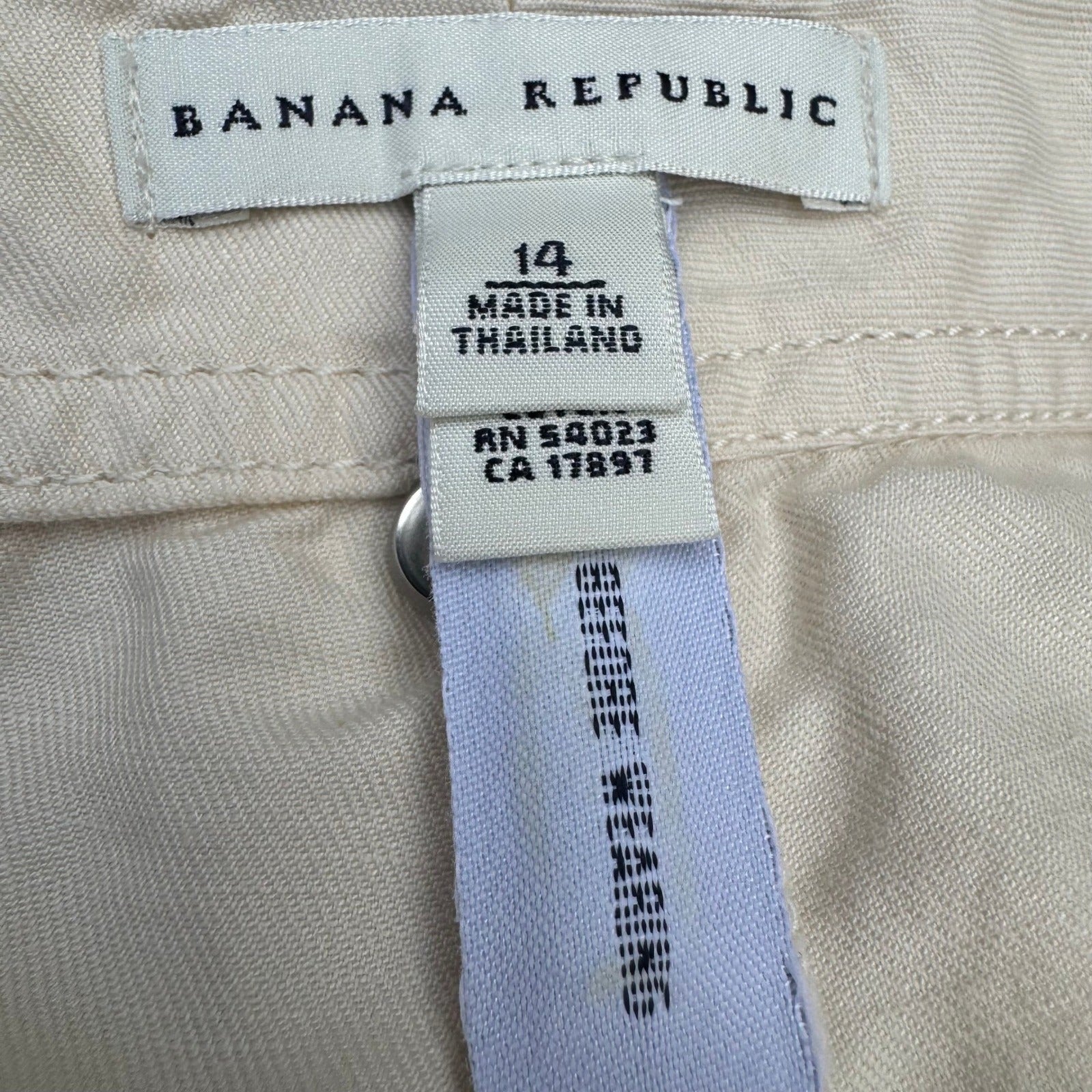 Banana Republic Womens Cream Utility Straight Leg Pants Size 14 Off-White Cotton