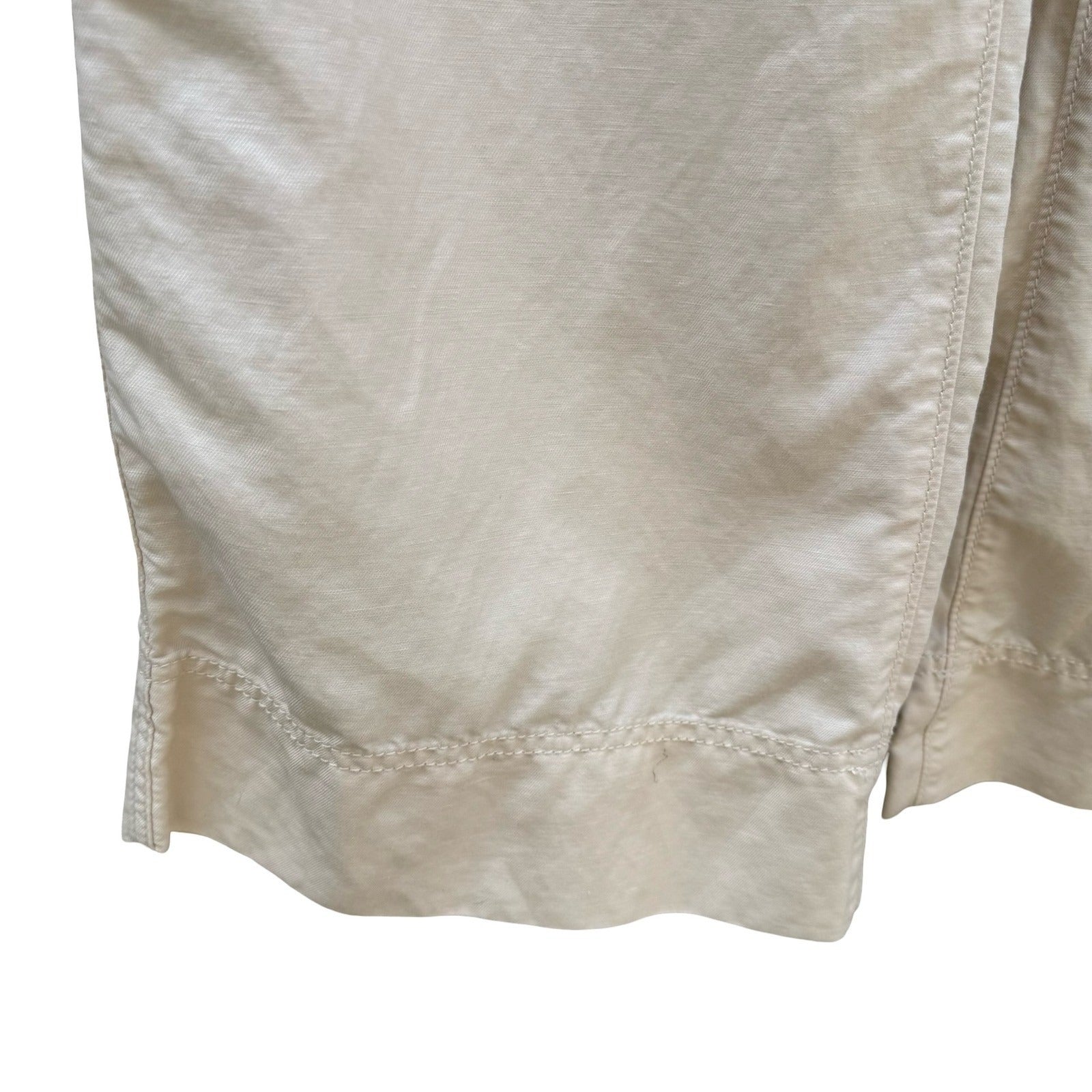 Banana Republic Womens Cream Utility Straight Leg Pants Size 14 Off-White Cotton