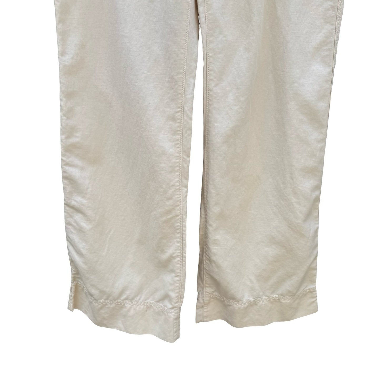 Banana Republic Womens Cream Utility Straight Leg Pants Size 14 Off-White Cotton