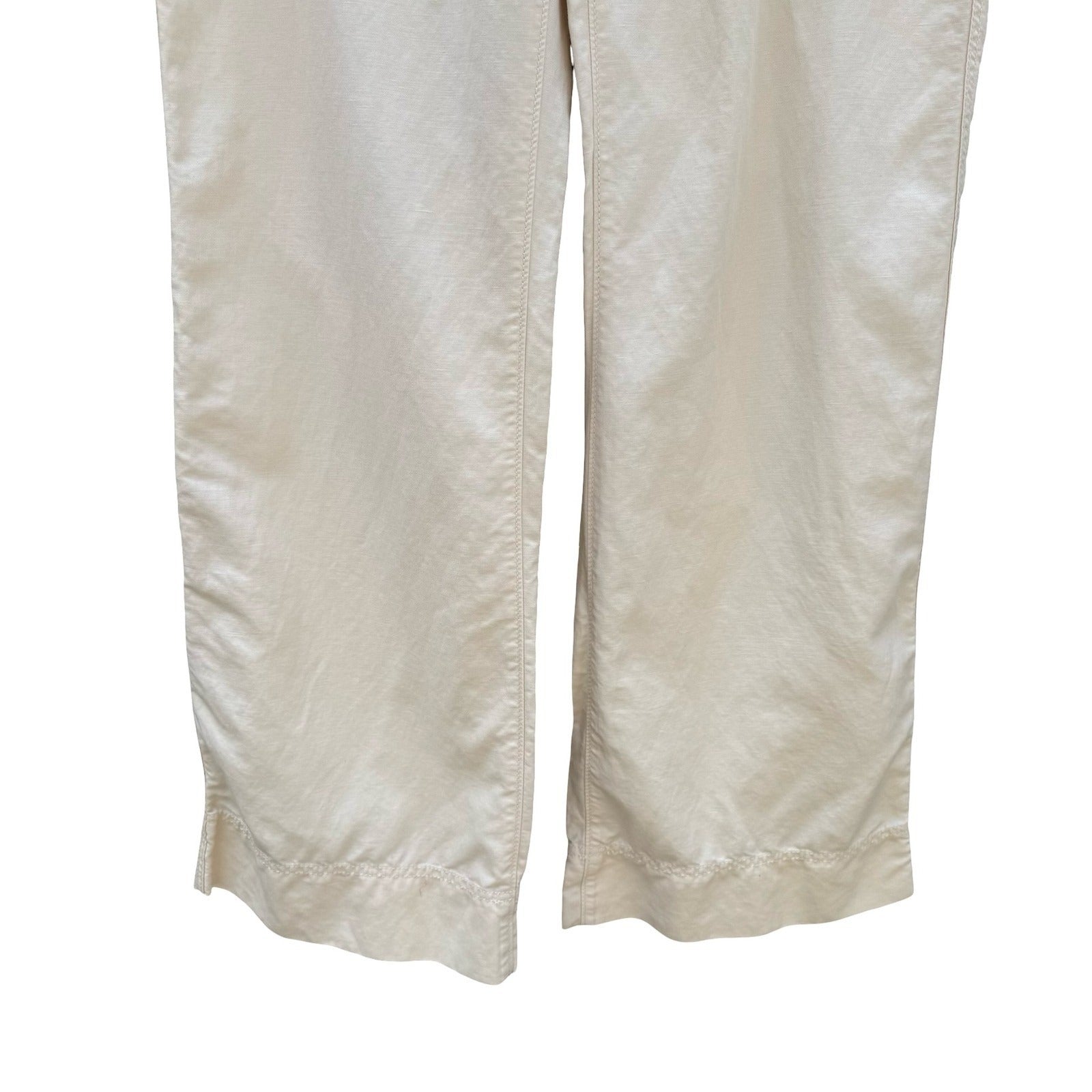 Banana Republic Womens Cream Utility Straight Leg Pants Size 14 Off-White Cotton