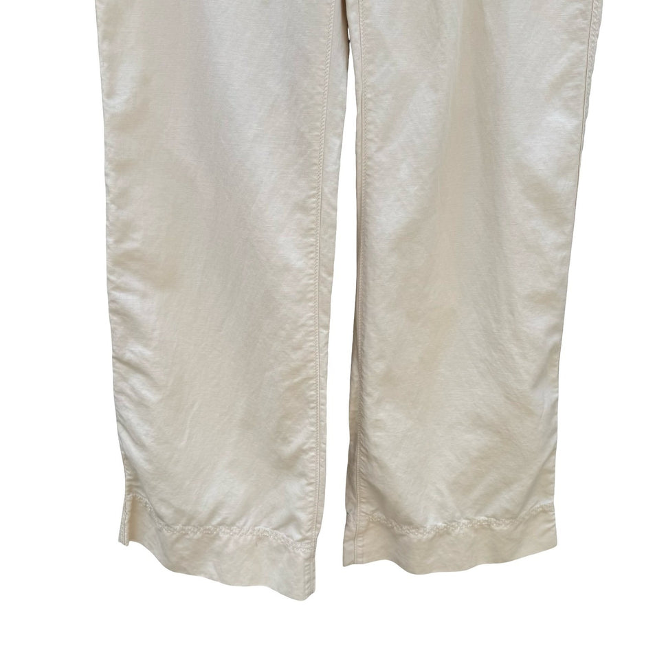 Banana Republic Womens Cream Utility Straight Leg Pants Size 14 Off-White Cotton