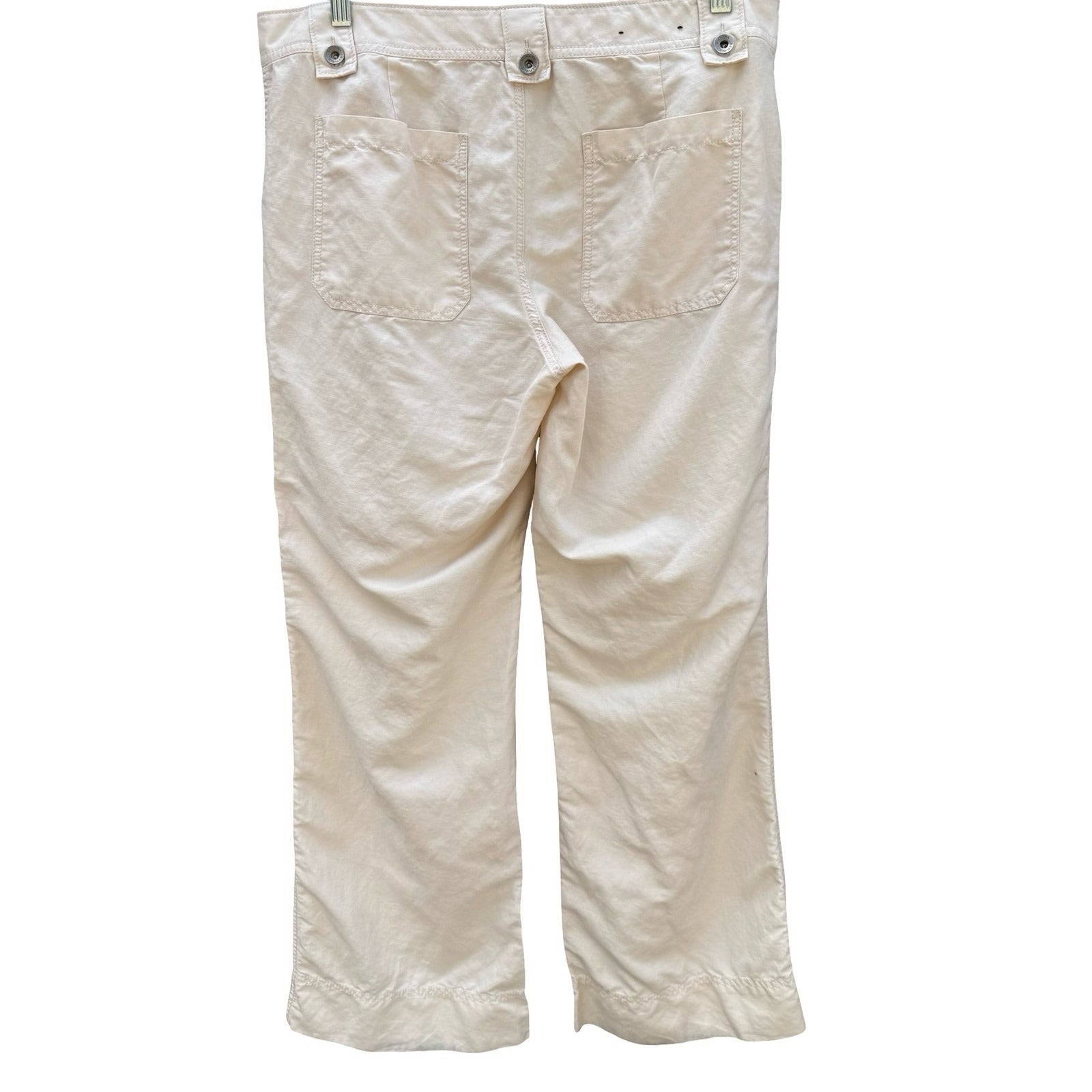 Banana Republic Womens Cream Utility Straight Leg Pants Size 14 Off-White Cotton