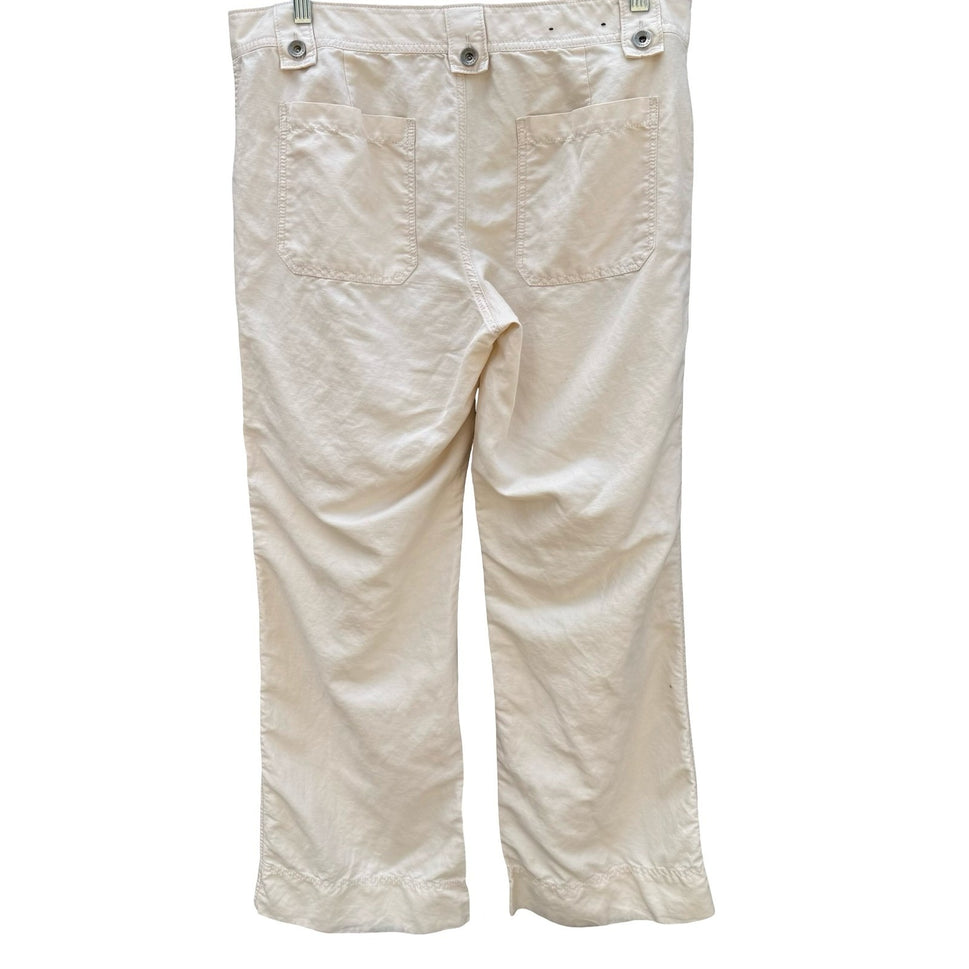 Banana Republic Womens Cream Utility Straight Leg Pants Size 14 Off-White Cotton