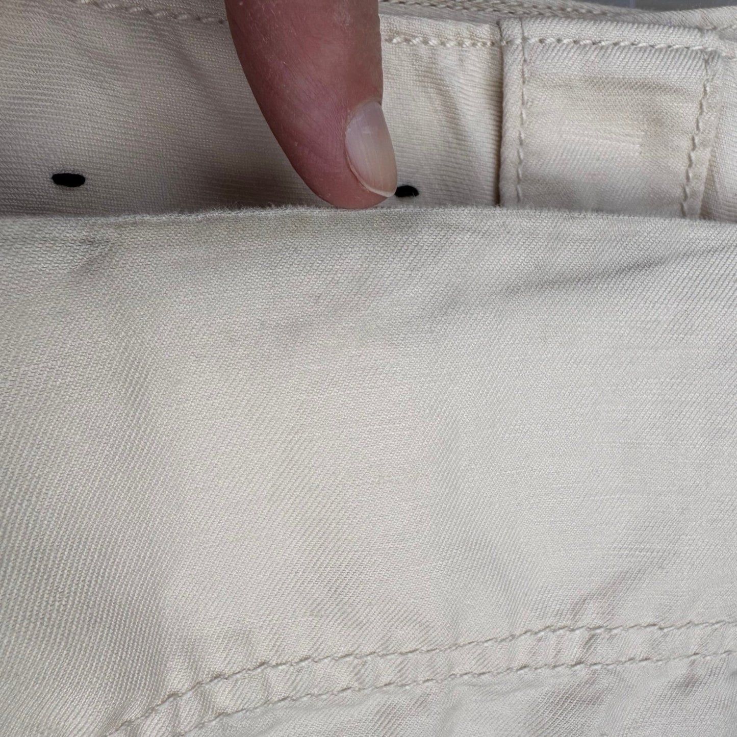 Banana Republic Womens Cream Utility Straight Leg Pants Size 14 Off-White Cotton