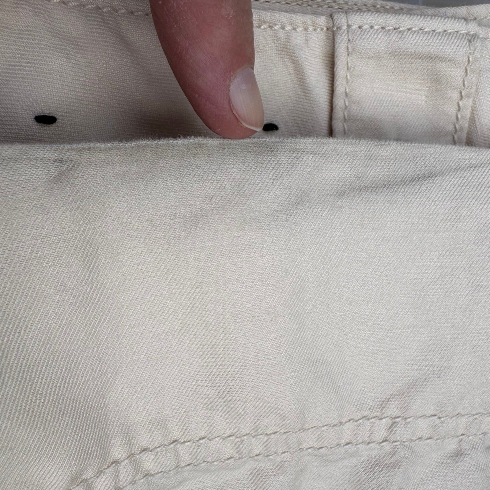 Banana Republic Womens Cream Utility Straight Leg Pants Size 14 Off-White Cotton