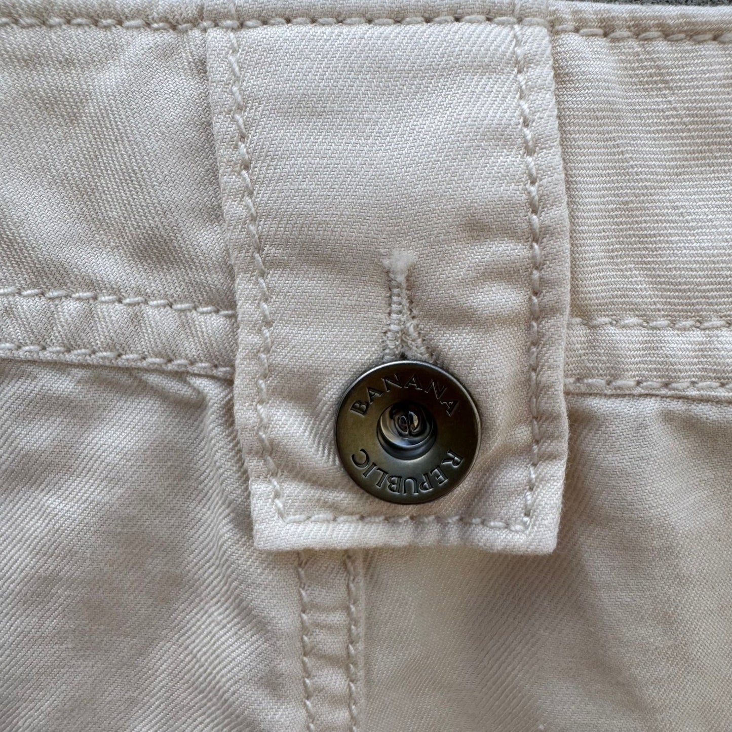 Banana Republic Womens Cream Utility Straight Leg Pants Size 14 Off-White Cotton