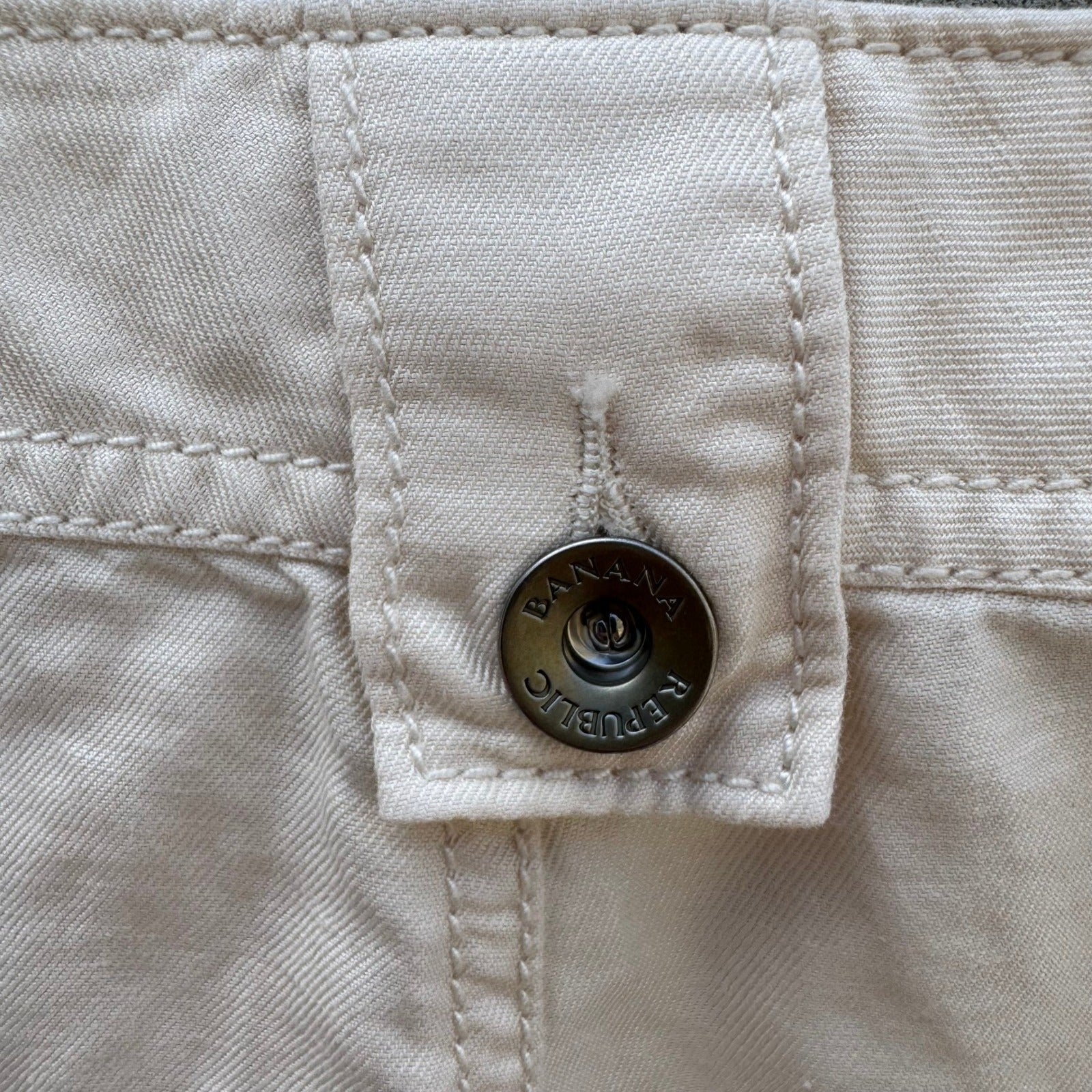 Banana Republic Womens Cream Utility Straight Leg Pants Size 14 Off-White Cotton