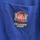 Switch OB Lager Oriental Brewery Beer Vintage Navy Pique Polo Shirt Embroidered Logo 2 image