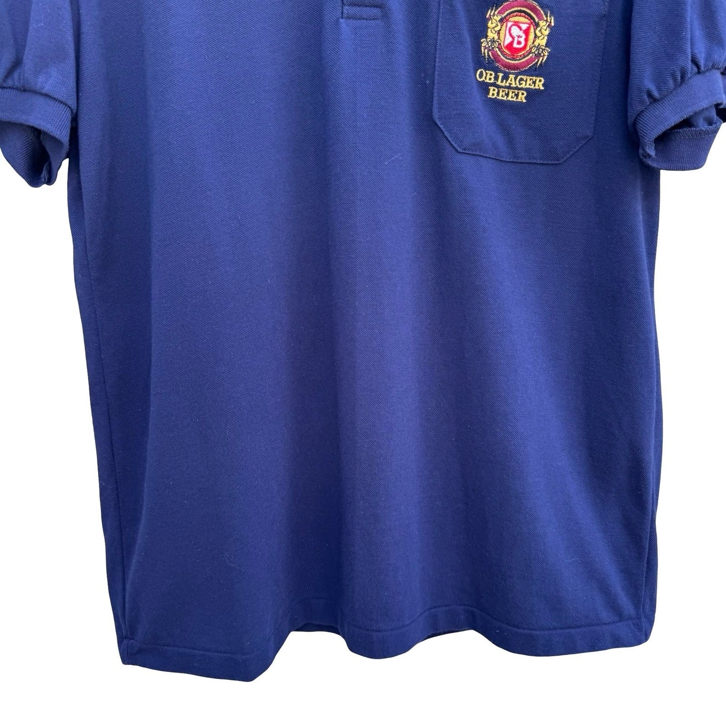 OB Lager Oriental Brewery Beer Vintage Navy Pique Polo Shirt Embroidered Logo