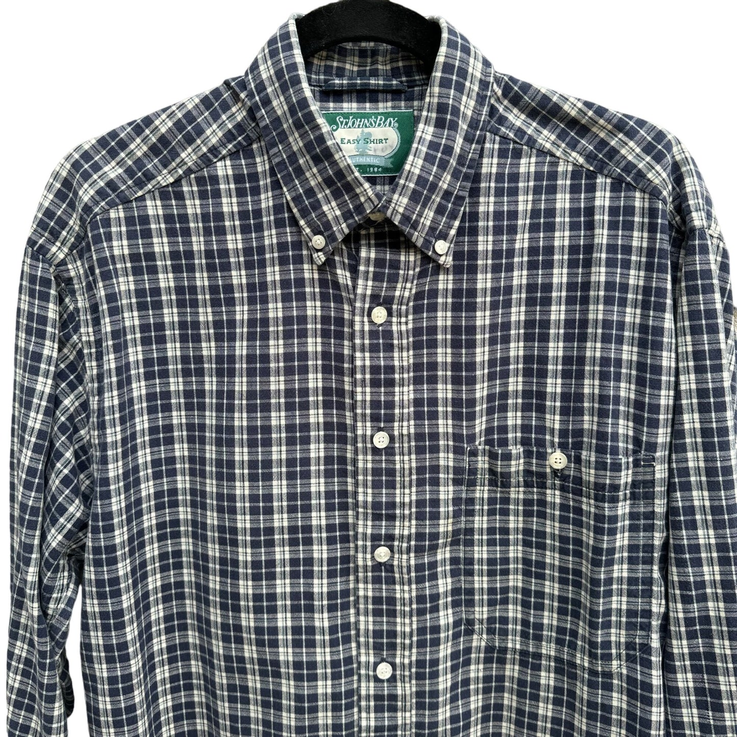 St. Johns Bay Easy Shirt Mens Plaid Flannel Long Sleeve Button Down Shirt - Medium