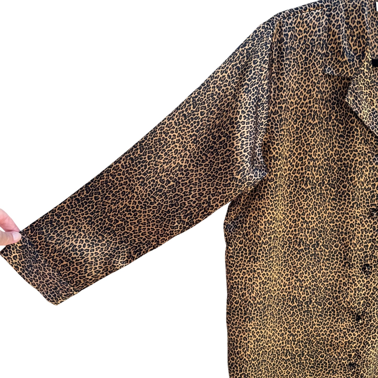 Morgan Taylor Intimates Womens Leopard Print Button-Down Nightshirt Sleepwear M
