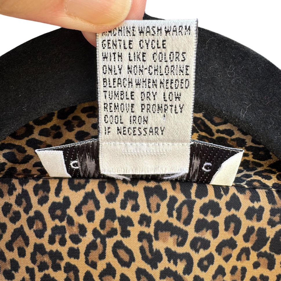 Morgan Taylor Intimates Womens Leopard Print Button-Down Nightshirt Sleepwear M