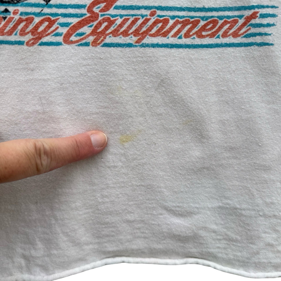 Volkswagen Rabbit Extreme Racing Graphic Tee XL Cream Cropped Boxy VW Car Shirt