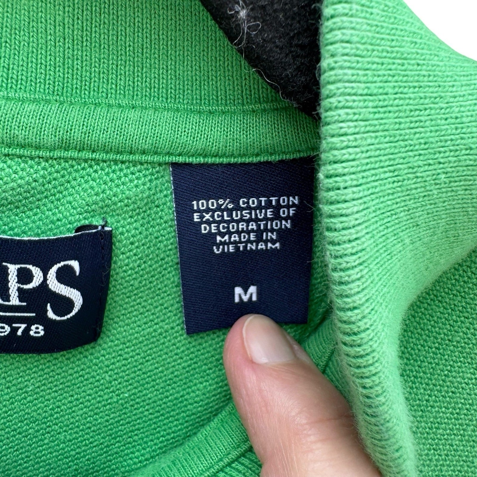 Chaps Mens Medium Green Short Sleeve Pique Cotton Polo Shirt Embroidered Logo