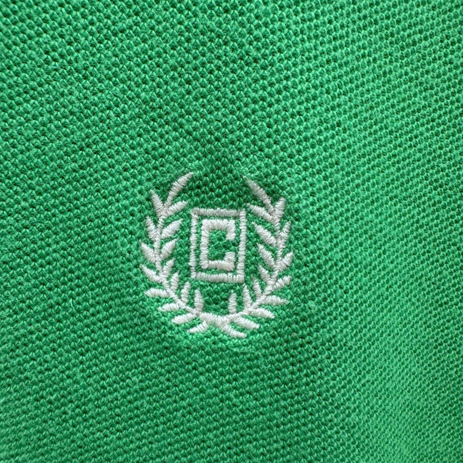 Chaps Mens Medium Green Short Sleeve Pique Cotton Polo Shirt Embroidered Logo