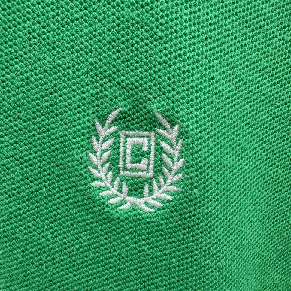 Chaps Mens Medium Green Short Sleeve Pique Cotton Polo Shirt Embroidered Logo