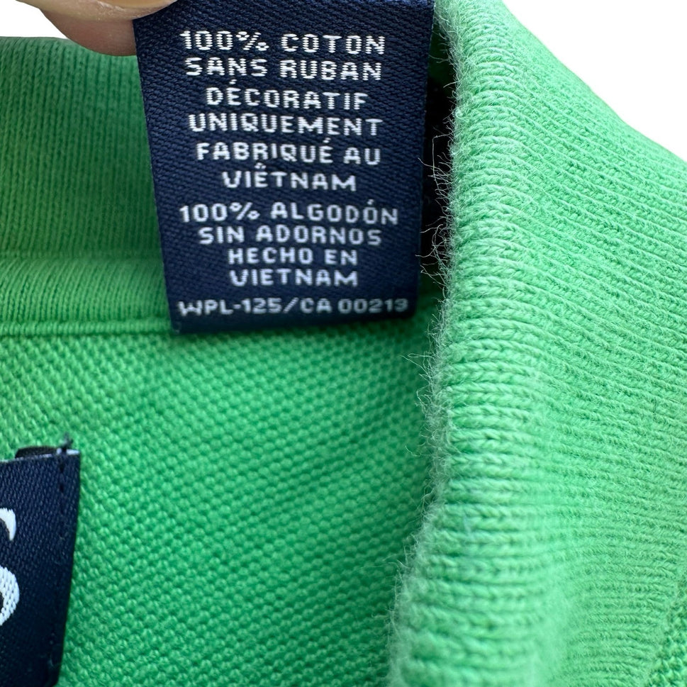 Chaps Mens Medium Green Short Sleeve Pique Cotton Polo Shirt Embroidered Logo