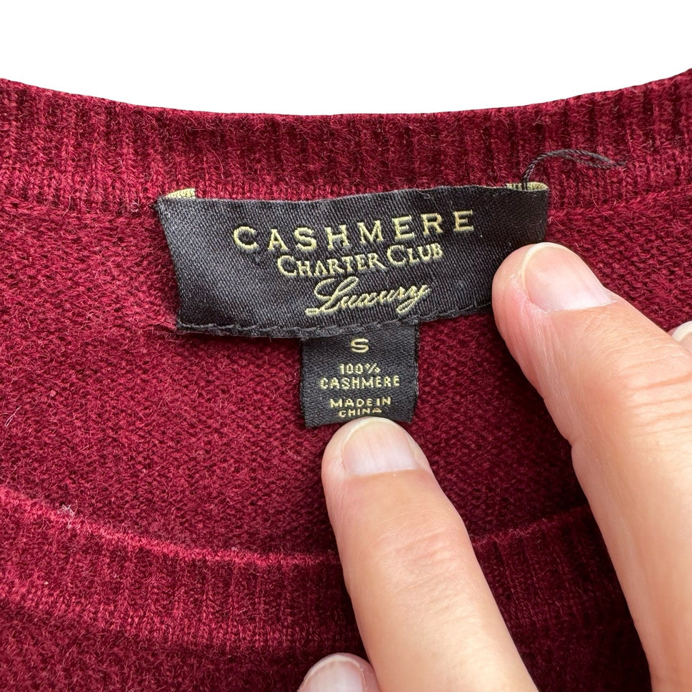 Charter Club Luxury 100% Cashmere Quiet Luxury Minimalist Preppy Sweater Red S