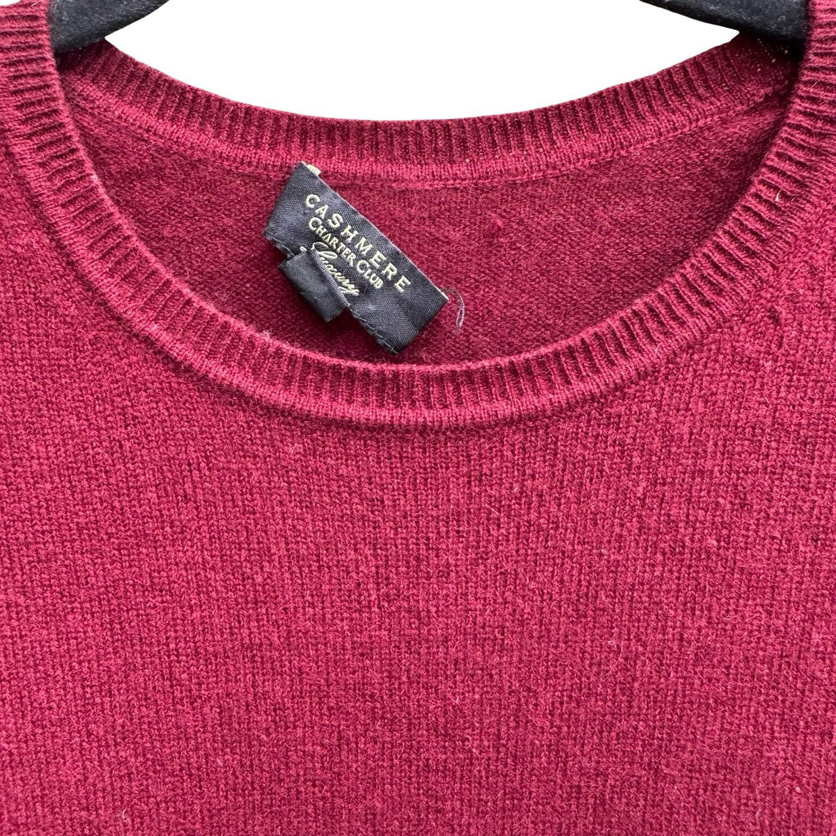 Charter Club Luxury 100% Cashmere Quiet Luxury Minimalist Preppy Sweater Red S
