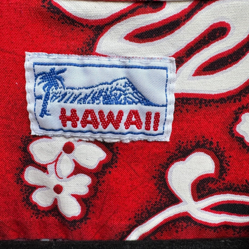 Hawaii Camp Collar Aloha Hibiscus Floral Print Hawaiian Beach Shirt Red Mens L