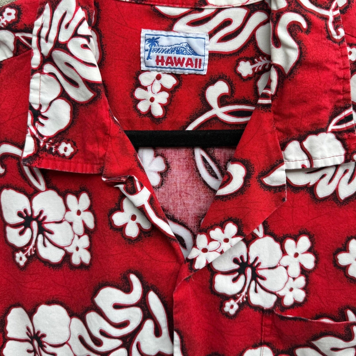 Hawaii Camp Collar Aloha Hibiscus Floral Print Hawaiian Beach Shirt Red Mens L