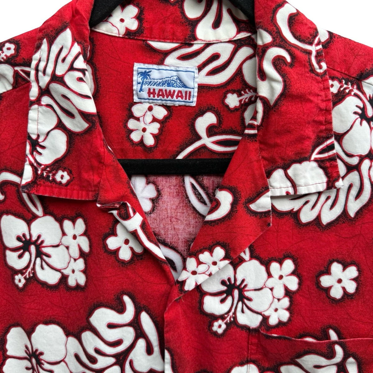Hawaii Camp Collar Aloha Hibiscus Floral Print Hawaiian Beach Shirt Red Mens L