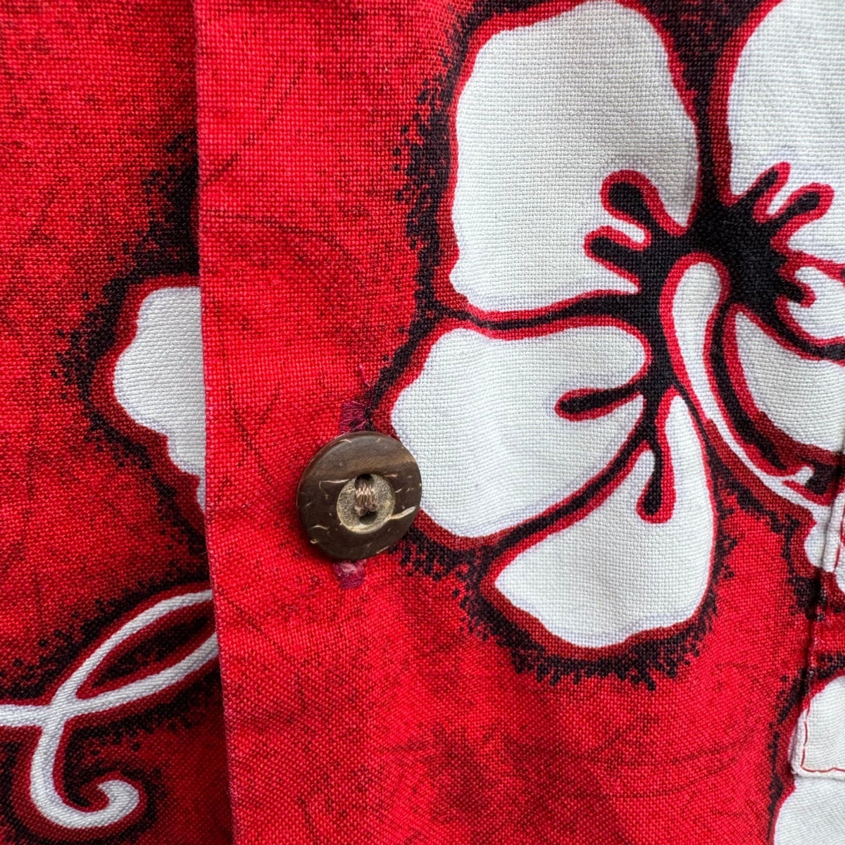 Hawaii Camp Collar Aloha Hibiscus Floral Print Hawaiian Beach Shirt Red Mens L