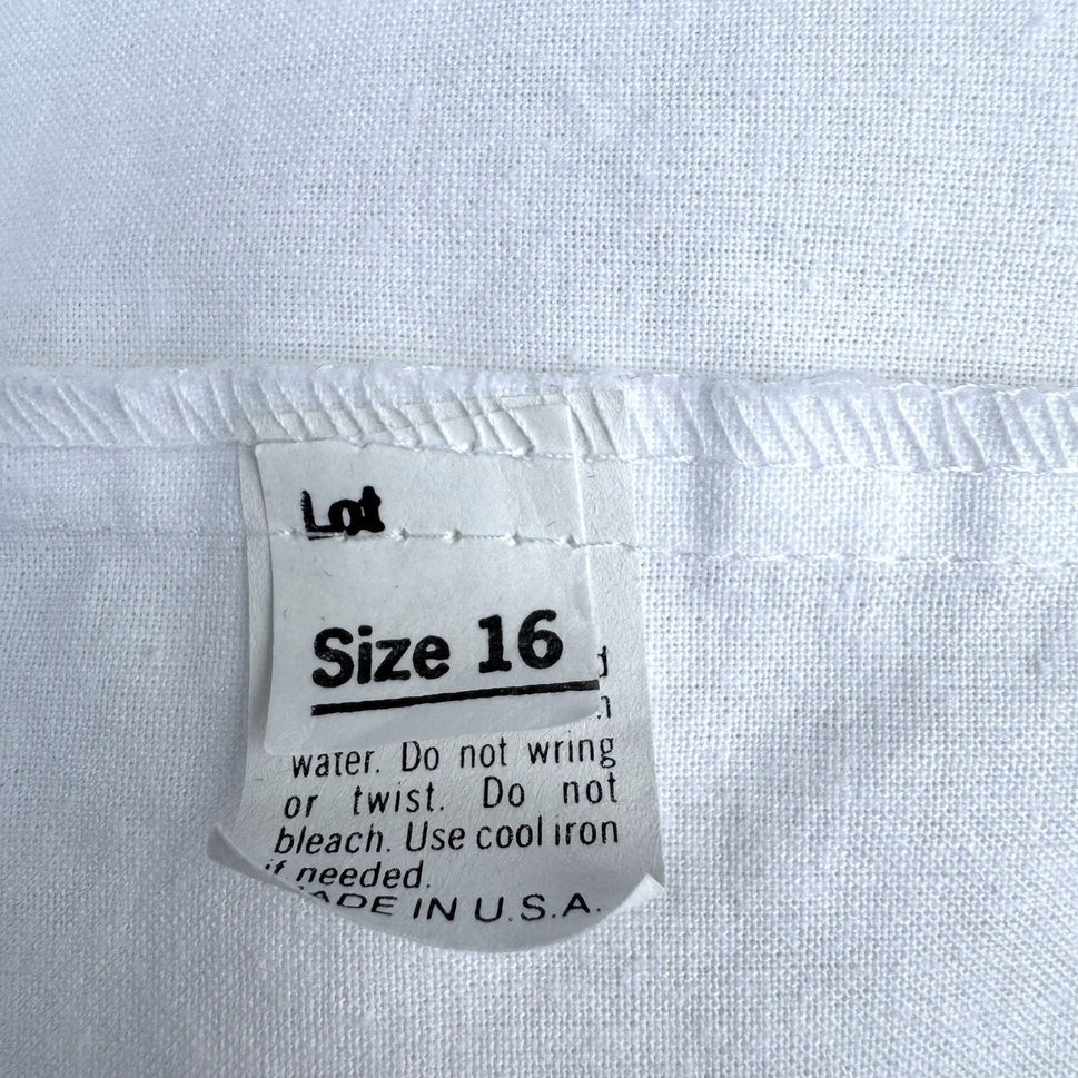 Bedford Fair Vintage 80s Womens L White Sleeveless Shirt Mandarin Collar Coastal
