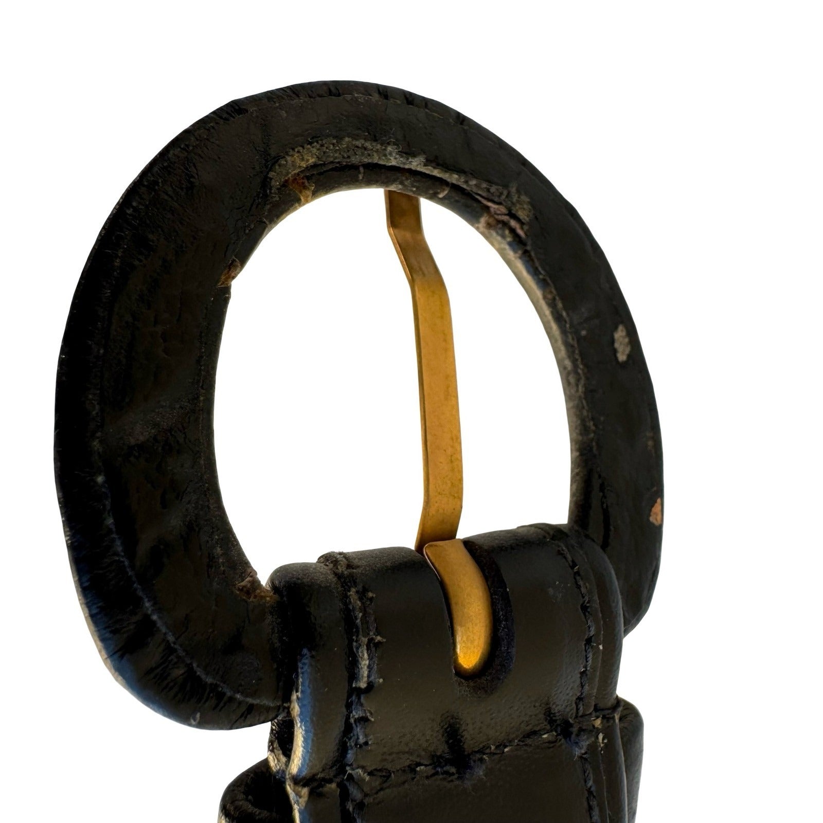 Anne Klein for Calderon Vintage Black Leather Asymmetrical Crossover Belt S 8241