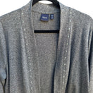 Switch Rafaella Minimalist Layering Metallic Studded Open Front Cardigan Gray XLP NEW 3 image