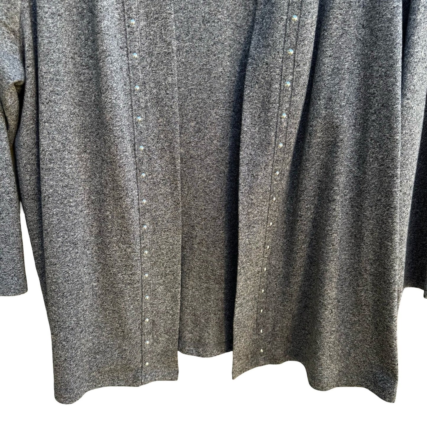 Rafaella Minimalist Layering Metallic Studded Open Front Cardigan Gray XLP NEW