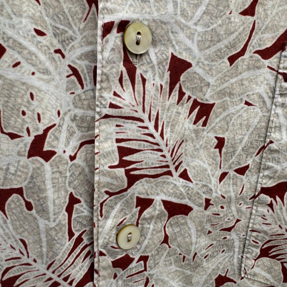 Tori Richard Honolulu Mens M Tan Tropical Leaf Cotton Lawn Hawaiian Shirt Aloha