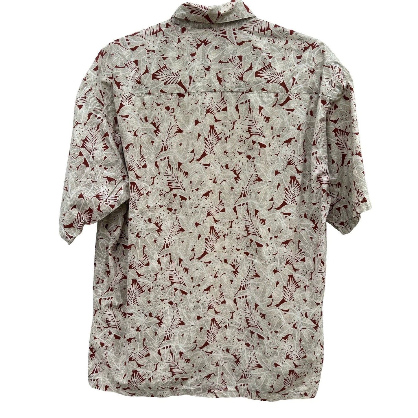 Tori Richard Honolulu Mens M Tan Tropical Leaf Cotton Lawn Hawaiian Shirt Aloha
