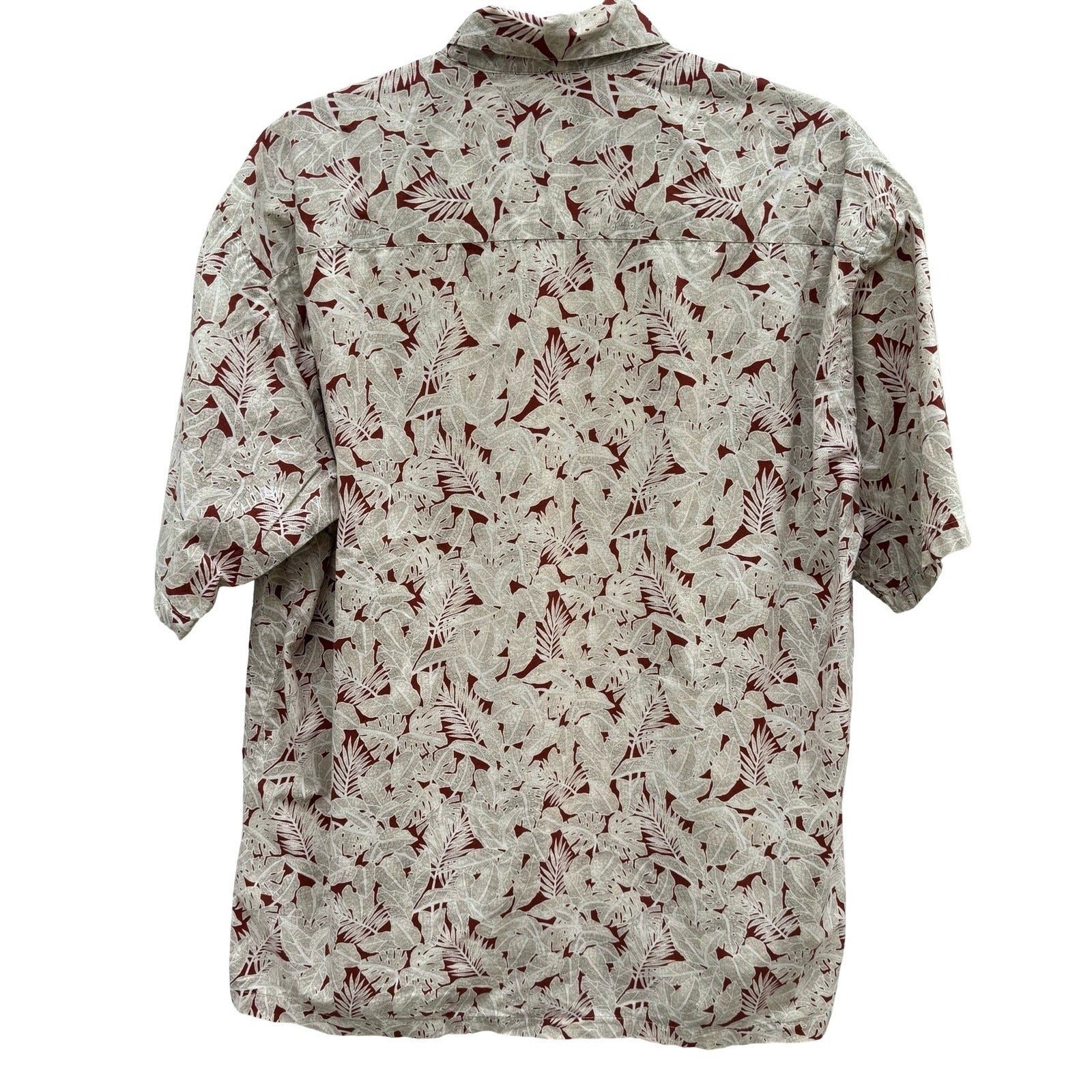 Tori Richard Honolulu Mens M Tan Tropical Leaf Cotton Lawn Hawaiian Shirt Aloha