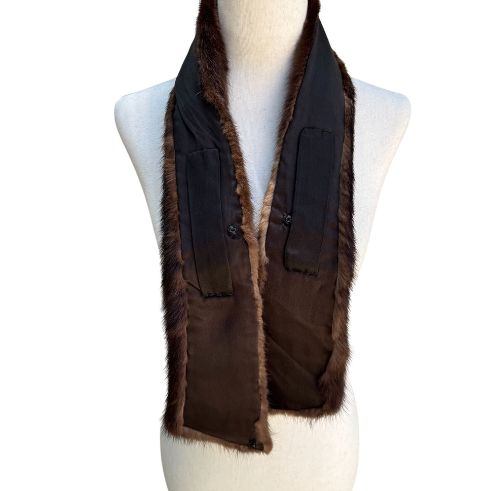 Maxwell Croft London Vintage 50s 60s Womens Brown Fur Collar Stole Scarf Wrap