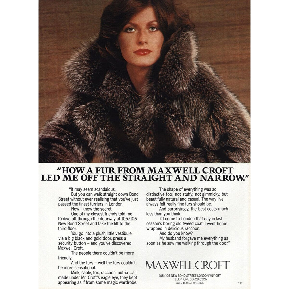 Maxwell Croft London Vintage 50s 60s Womens Brown Fur Collar Stole Scarf Wrap