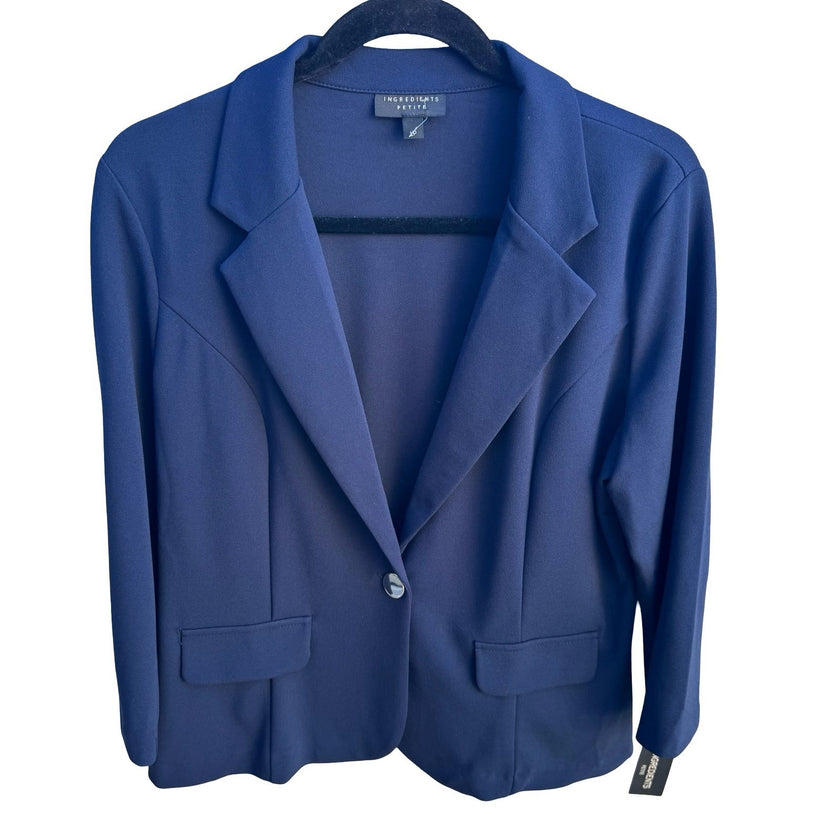 Ingredients Preppy Stretch Careerwear Tailored Workwear Blazer Navy Women L NEW